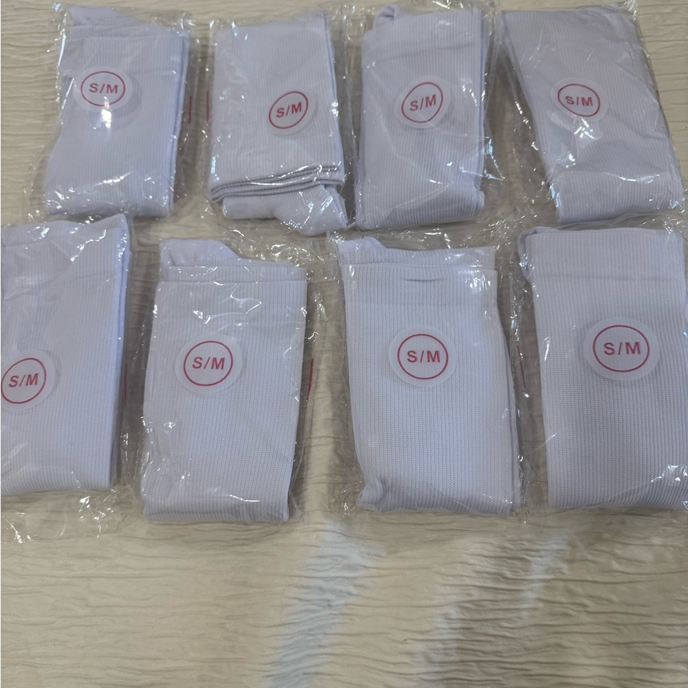 White Ribbed compression Socks S/M